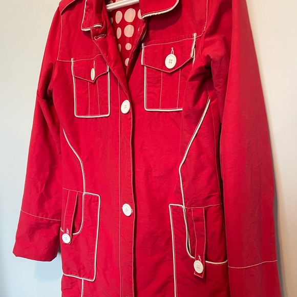 ONLY Brand Stylish Red Trench Coat - Picture 4 of 15